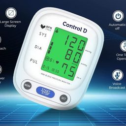 Control D Fully Automatic 3 Color Alert Arm Blood Pressure Monitor Talking with Back Light HDBPM BP Monitor (White) image 5