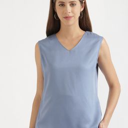 SAADAA Women V-Neck Solid Sleeveless Top-image-73