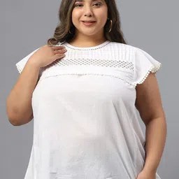SAAKAA Plus Size Round Neck Cap Sleeves Top-picture-9