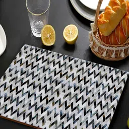 THE HOME CO.  White & Black Geometric Printed Rectangle Table Placemat-22