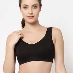 Prag & Co Black  Non-Wired Non Padded Full Coverage Low Impact Slip On Sports Bra ABS02-26