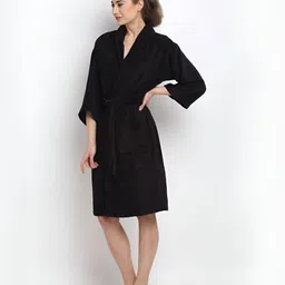 Creeva Shawl Collar with An Open Front Long Sleeves 380 GSM Bath Robe-8