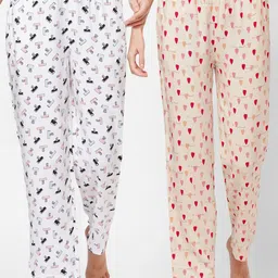 SOIE Women Pack Of 2 Printed Lounge Pants-image-25