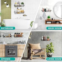 FLYNEX 5-in-1 Bathroom Shelves | Space-Saving Storage for Towels, Soap & Essentials | Bathroom Organiser Without Drill with Self-Adhesive Magic Stickers | Self-Adhesive, Multipurpose Shelf with Hooks image 5