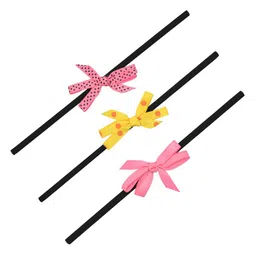 FUNKRAFTS Girls Black & Pink Set of 3 Fabric Hairbands With Bow Detail-23