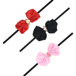 FUNKRAFTS Girls Black & Pink Set of 3 Fabric Hairbands With Bow Detail-57
