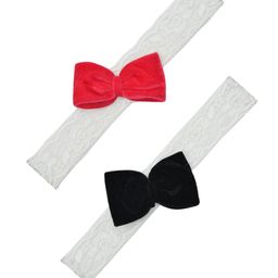 FUNKRAFTS Girls White & Black Set of 2 Lace Hairbands with Velvet Bow-20