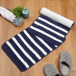 HOSTA HOMES Set Of 2 Navy Blue Striped Anti-Skid Doormats-30