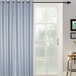 HOSTA HOMES Silver-Toned Black Out Door Curtain-image-12