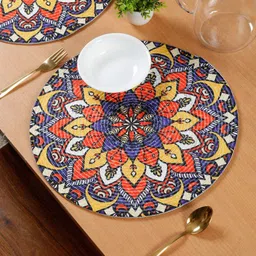 HOSTA HOMES Blue & Yellow Printed Pure Cotton Table Placemats-55