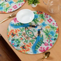 HOSTA HOMES Blue & Pink Printed Pure Cotton Table Placemats-52