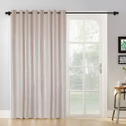 HOSTA HOMES Cream 2 Pieces Self Design Black Out Door Curtains-22