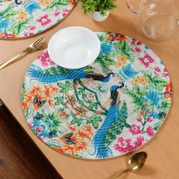 HOSTA HOMES Blue & White 2 Pieces Printed Pure Cotton Table Placemats-image-63