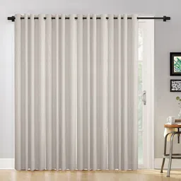 HOSTA HOMES Cream-Coloured Set of 4 Striped Long Door Curtain-23