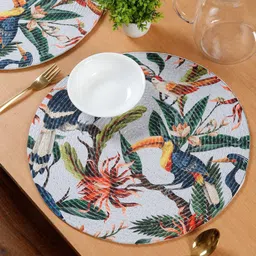 HOSTA HOMES White & Green 6 Pieces Printed Pure Cotton Table Placemats-26