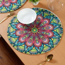 HOSTA HOMES Pink & Green 6 Pieces Printed Pure Cotton Table Placemats-image-87