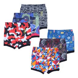 Kids Basket Boys Pack Of 6 Printed Cotton Basic Briefs M-BY-KBRAINBOW-DR-6PC-13