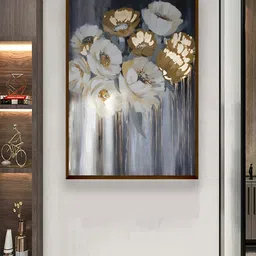 The Art House Beige & White Floral Painting Wall Art-34