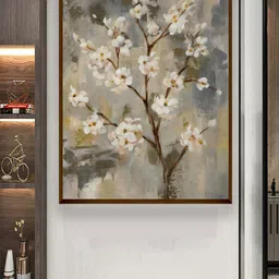 The Art House Beige & White Floral Painting Wall Art-34