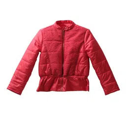UNDER FOURTEEN ONLY Girls Red Checked Padded Jacket-image-98