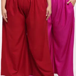 TAG 7 PLUS Women Pack Of 2 Maroon & Pink Flared Ethnic Palazzos-image-49