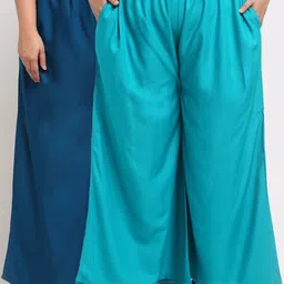 TAG 7 PLUS Women Pack Of 2 Blue Flared Ethnic Palazzos-image-48