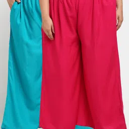 TAG 7 PLUS Women Pack Of 2 Pink & Blue Flared Ethnic Palazzos-image-47