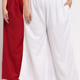 TAG 7 PLUS Women Pack Of 2 White & Maroon Ethnic Palazzos-22