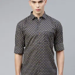 MILLENNIAL MEN Navy Blue Comfort Floral Opaque Printed Casual Shirt-picture-22