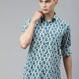 MILLENNIAL MEN White Comfort Floral Opaque Printed Casual Shirt-image-92