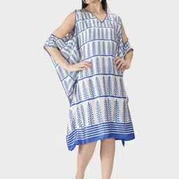 DUSK ATTIRE Blue Printed Nightdress-26