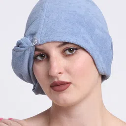 Creeva Luxury Blue Pure Cotton 380 GSM Anti Bacterial Hair Wrap Towel-image-38