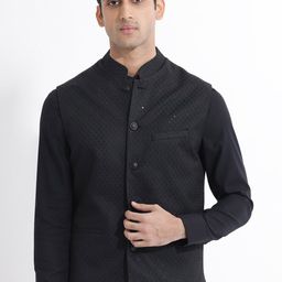 RARE RABBIT Men Lasmos-B Slim Fit Woven Design Nehru Jackets-image-81