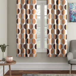 Cortina Orange & Brown 2 Pieces Printed Window Curtains-image-31