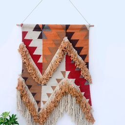 Art Avenue Canine Red & Beige Printed Cotton Tasseled Wall Hanging-image-22