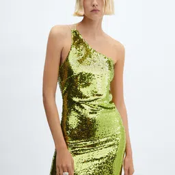MANGO Embellished One Shoulder Mini Dress-image-34