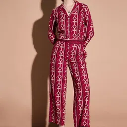 DressBerry Printed Long Sleeves Top And Trousers Co-Ords-image-100