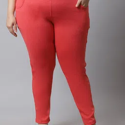 TAG 7 Women Plus size Peach Colored Solid Ankle-Length Leggings-picture-24