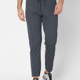 Sweet Dreams Men Charcoal Grey Striped Joggers-image-26