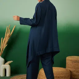 Sangria A Line Asymmetric Kurta With Trouser image 2