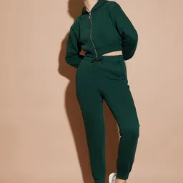Nun Crop Hooded Front-Open Sweatshirt & Jogger Co-Ords image 2