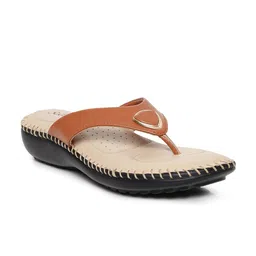 Paragon Women Tan T-Strap Flats-image-52