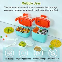 ji and ja Ji and Ja® Portable Multipurpose Snack Containers, Reusable Meal Prep Food Storage Boxes, with Removable Compartment, Sauce Box, Spoon and Fork, BPA Free (Multi Color) Small Size Pack of 1 image 5