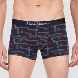 Pepe Jeans Men Blue & Grey Printed Cotton Trunk CLT05-TRUE BLUE AOP 6-S-picture-55