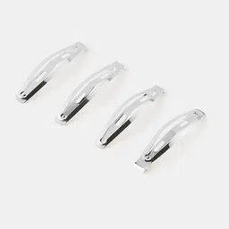 Accessorize London Women Set of 4 Silver Snap Hair Clips-34