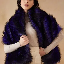 InWeave Faux Fur Cape Acrylic Reversible Shawl-12