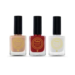 Saba Breathable Set Of 3 Nail Polish With Argan Oil - 12ml Each-Peach Play-Rouge Red-White image 2