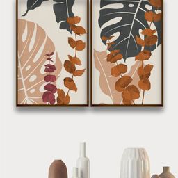 The Art House 2-Pcs Beige & Brown Leaves Printed Framed Wall Painting-image-39