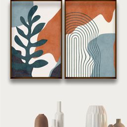 The Art House 2-Pcs White & Brown Boho Art Framed Hand Painted Wall Art-17