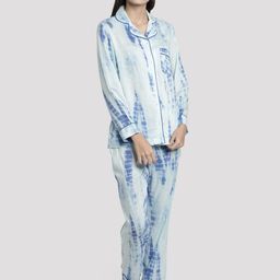 DUSK ATTIRE Women Blue & White Printed Night suit-image-88